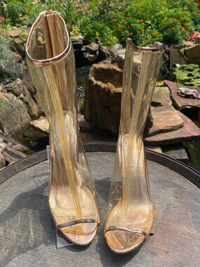 Cape Robbin "Suzzy" Transparent Rose Gold Booties